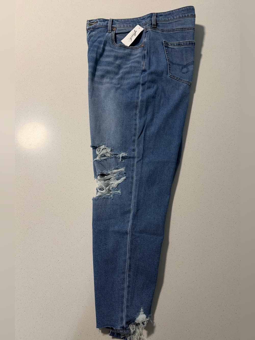 Distressed Blue Denim Jeans